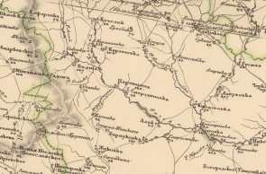 Карты населенных пунктов. Фрагмент карты Шуберта 1826-1840 годов, где обозначена деревня Смородиновка