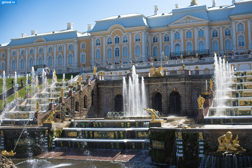 Санкт-Петербургская губерния. Большой каскад и Большой Петергофский дворец в Петергофе